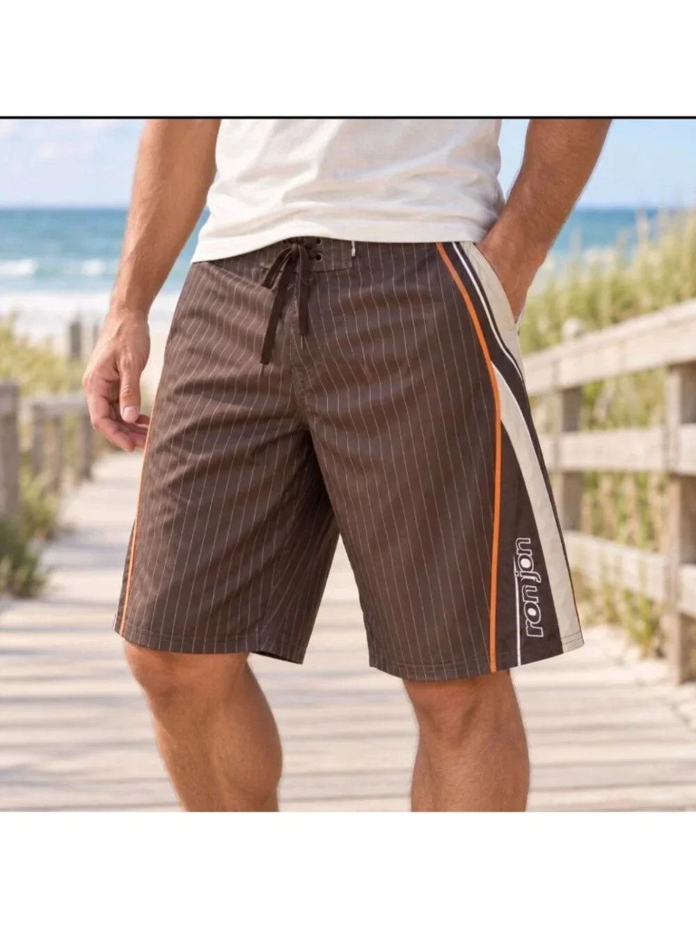 Mens Retro Style Ron Jon Board shorts swim trunks 36 L
